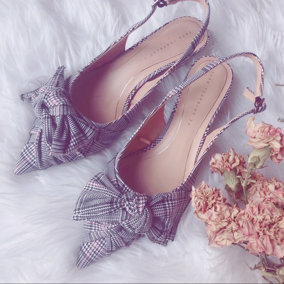 Zara Shoes - {zara} plaid slingback kitten heels